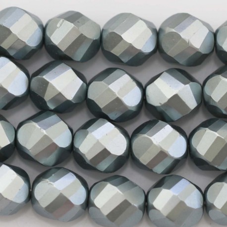 BeauMonde Bijoux - Perle laquée 12 mm ronde grandes facettes bleu gris
