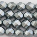 Perle laquée 12 mm ronde grandes facettes bleu gris
