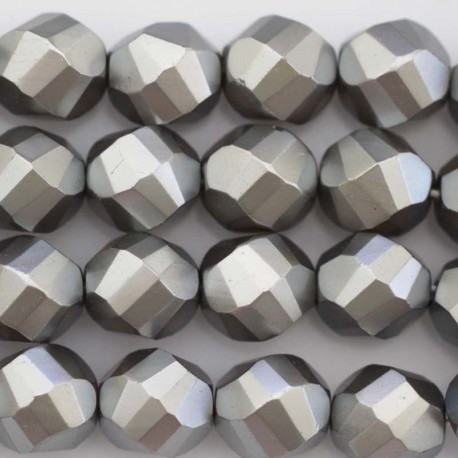 BeauMonde Bijoux - Perle laquée 12 mm ronde grandes facettes gris