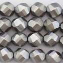 Perle laquée 12 mm ronde grandes facettes gris