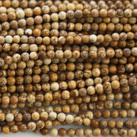 BeauMonde Bijoux - Jaspe paysage 3 mm environ perle ronde A Afrique
