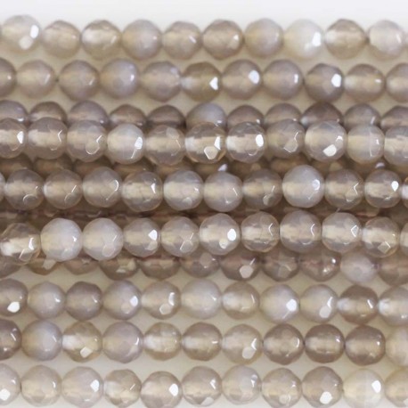 Agate grey 4 mm beads round faceted - BeauMonde Bijoux