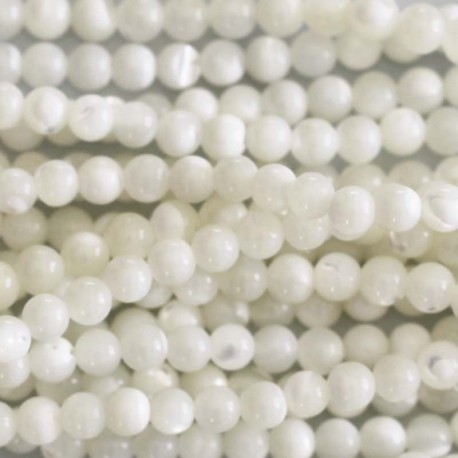 Mother-of-Pearl 4 mm white round bead - BeauMonde Bijoux