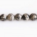 BeauMonde Bijoux - Jaspe gris Picasso 10 mm environ perle facettée A+ Madagascar