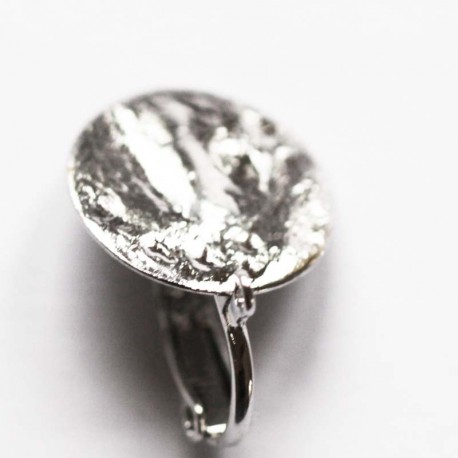 Clip hammered ring 15 mm silver metal - BeauMonde Bijoux