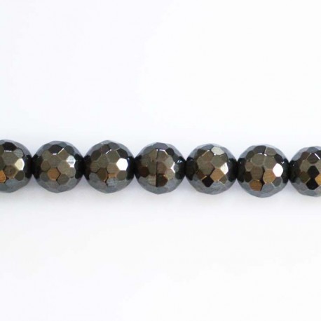 BeauMonde Bijoux - Hématite 7.8/8 mm trou 1.1mm environ perle ronde facettée