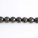Hématite 7.8/8 mm trou 1.1mm environ perle ronde facettée