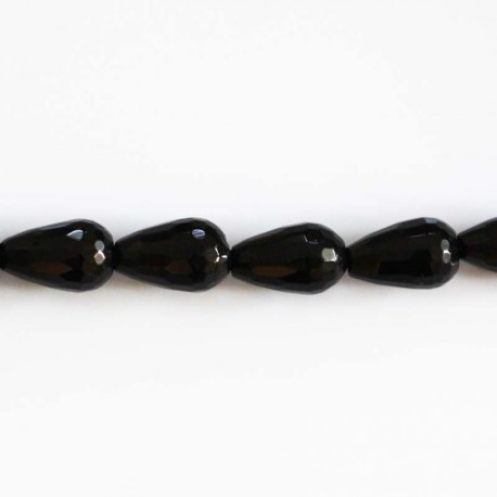BeauMonde Bijoux - Agate noire 12x8 mm goutte facetée ronde