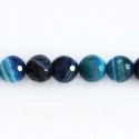 Agate 10 mm blue striped round faceted bead