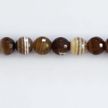 BeauMonde Bijoux - Agate 8 mm perle ronde facetée marron