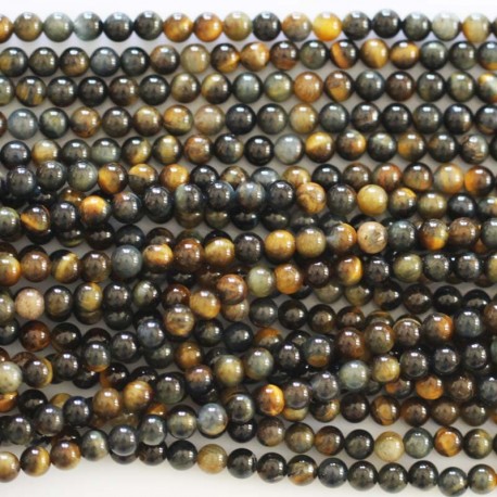 BeauMonde Bijoux - Oeil de faucon (bleu) 3 mm environ perle ronde A+ Afrique du Sud