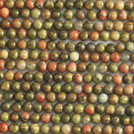 Unakite 4/4.5 mm environ perle ronde A Afrique du Sud