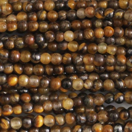 Eye of tiger 2 mm round bead - BeauMonde Bijoux