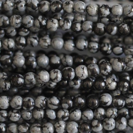 BeauMonde Bijoux - Obsidienne neige 3 mm environ perle ronde A Afrique