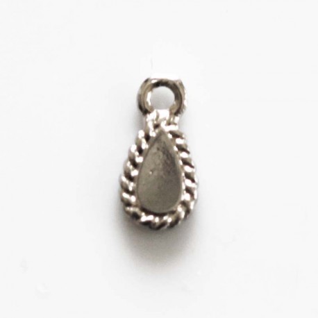 Drop pendant 9x6 mm 1 ring silver metal - BeauMonde Bijoux