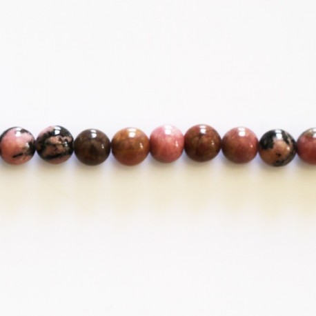 BeauMonde Bijoux - Rhodonite 6/6.2 mm environ perle ronde veinée noire A+ Australie
