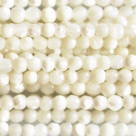 White bead mother-of-pearl round faceted 3 mm - BeauMonde Bijoux