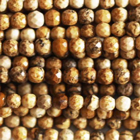 Jasper landscape bead 3 mm faceted round - BeauMonde Bijoux