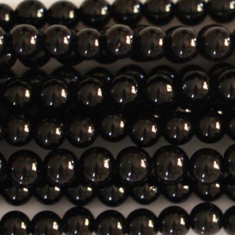 Tourmaline black 4/4.3 mm round bead - BeauMonde Bijoux