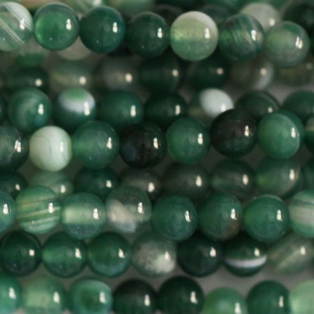 BeauMonde Bijoux - Agate 4/4.4 mm environ perle ronde vert veinée (agate chauffée)