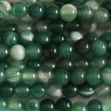 Agate 4/4.4 mm environ perle ronde vert veinée (agate chauffée)
