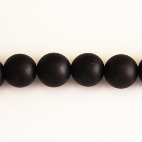 BeauMonde Bijoux - Agate noire 12 mm perle ronde mat Brésil