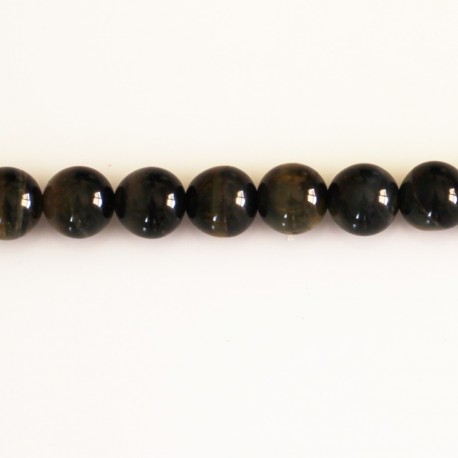 BeauMonde Bijoux - Oeil de faucon (bleu) 8 mm environ perle ronde qualité AA Afrique du Sud
