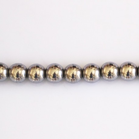 Hematite silver 6 mm round bead - BeauMonde Bijoux