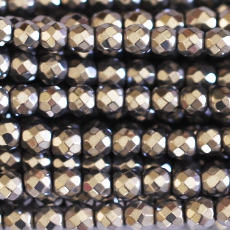 Hematite silver 4 mm bead round faceted - BeauMonde Bijoux