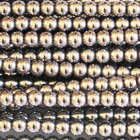 Hematite silver 3 mm round bead - BeauMonde Bijoux