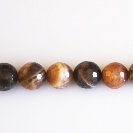 BeauMonde Bijoux - Pierre du soleil 10 mm environ perle ronde facettée gris/beige qualité AA 2 couleurs Inde