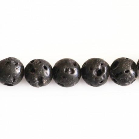 BeauMonde Bijoux - Pierre de lave 12 mm perle ronde A Indonésie