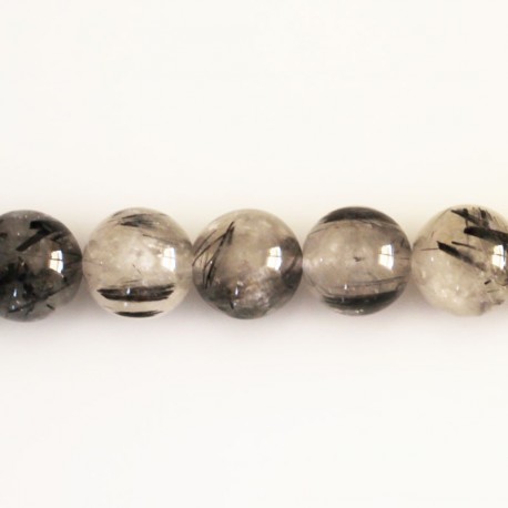 Rutile quartz tourmaline 10 mm round bead - BeauMonde Bijoux