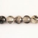 Quartz tourmaline noire 10/10.1 mm environ perle ronde A+ Brésil