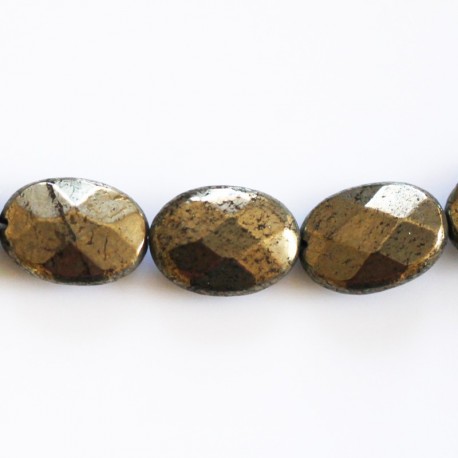 Oval 10 x 14 mm faceted pyrite - BeauMonde Bijoux