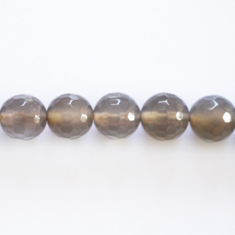 Agate grey 10 mm bead round faceted - BeauMonde Bijoux