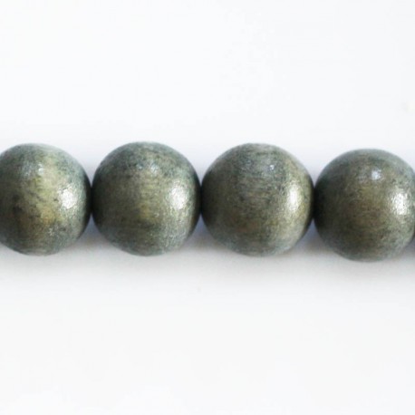 BeauMonde Bijoux - Perle bois 15 mm ronde gris vert Indonésie
