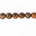 Unakite 8.2/8.6 mm environ perle ronde A Afrique du Sud