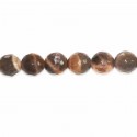 Pierre du soleil 8 mm perle ronde facettée marron/beige A+ Inde
