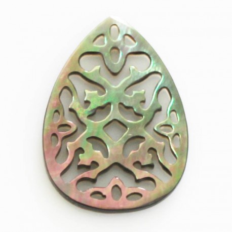 BeauMonde Bijoux - Nacre 18X25mm goutte ajourée grise