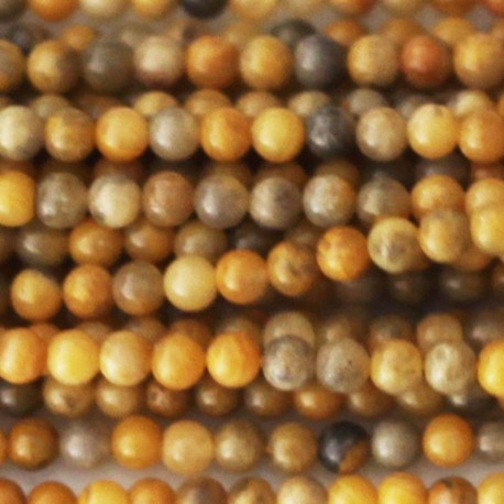 Crasy agate 2 mm round bead saffron tone - BeauMonde Bijoux
