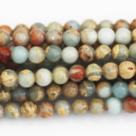 BeauMonde Bijoux - Jaspe impression 4 mm environ perle ronde naturel Afrique