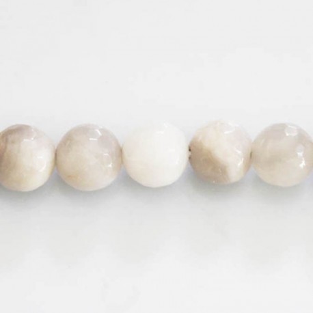 BeauMonde Bijoux - Agate 10 mm perle ronde facetée blanc/gris