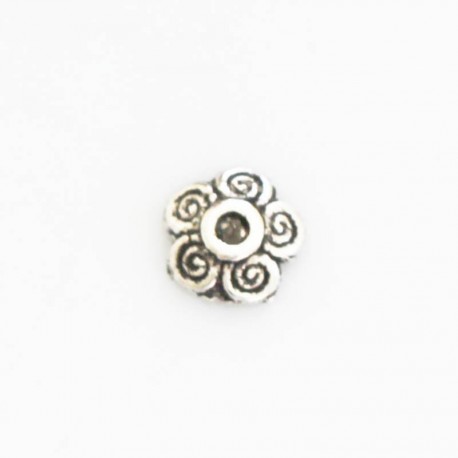 BeauMonde Bijoux - Coupelle 7 mm fleur gravée métal argenté
