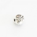 Perle ronde 6 mm gravée métal argenté