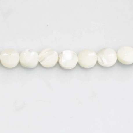 BeauMonde Bijoux - Nacre blanche 8mm environ médaillon rond Indonésie