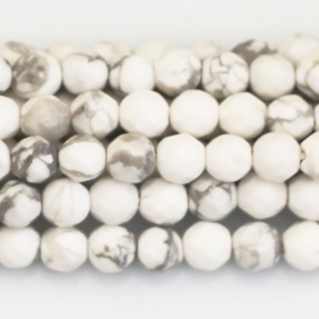 BeauMonde Bijoux - Howlite blanche 4/4.5 mm perle ronde facetée A Canada