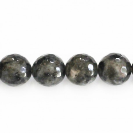 Labradorite 12 mm black faceted round bead (larvikite) - BeauMonde Bijoux