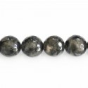 Labradorite 12 mm black faceted round bead (larvikite)