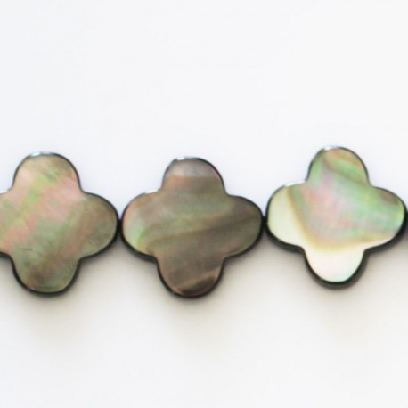 Clover mother-of-pearl flat grey 15 mm - BeauMonde Bijoux